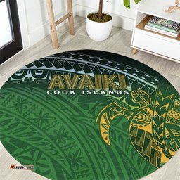 Cook Islands Rugby Kuki Avaiki Round Carpet Tribal Turtle LT7