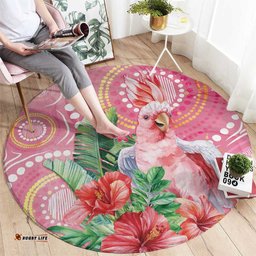 Breast Cancer Pink Cockatoo Round Carpet Australia Indigenous Watercolor Glaze LT7
