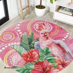 Breast Cancer Pink Cockatoo Round Carpet Australia Indigenous Watercolor Glaze LT7