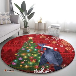 Australia Palm Cockatoo Christmas Round Carpet Goliath Cockatoo Santa Merry Chrissie LT14