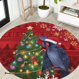 Australia Palm Cockatoo Christmas Round Carpet Goliath Cockatoo Santa Merry Chrissie LT14