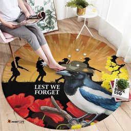 Australia Magpie ANZAC Day Round Carpet Rising Sun 25th April Poppy Golden Wattle LT14