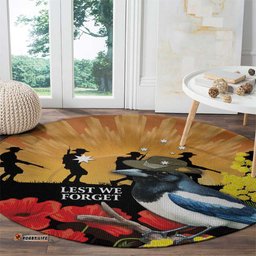 Australia Magpie ANZAC Day Round Carpet Rising Sun 25th April Poppy Golden Wattle LT14