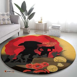 Australia Two-up Pennies ANZAC Day Round Carpet Slouch Hat Last Post With Poppy LT14