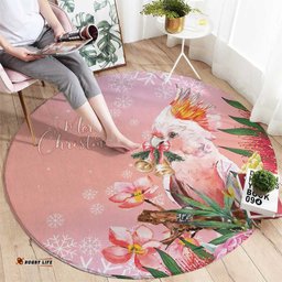 Australia Christmas Pink Cockatoo with Banksia Round Carpet Coral Pink LT7