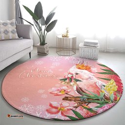 Australia Christmas Pink Cockatoo with Banksia Round Carpet Coral Pink LT7