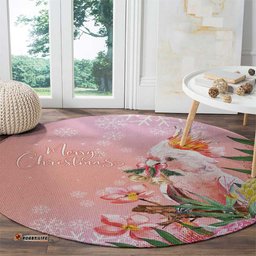 Australia Christmas Pink Cockatoo with Banksia Round Carpet Coral Pink LT7