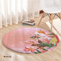 Australia Christmas Pink Cockatoo with Banksia Round Carpet Coral Pink LT7