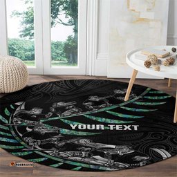Custom New Zealand Silver Fern Rugby Round Carpet Aotearoa Kiwi Maori Pattern LT14