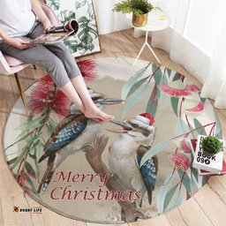 Australia Kookaburra Christmas Round Carpet Bottlebrush Eucalyptus Blossoms Watercolor LT14