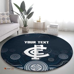 Custom Carlton Football Round Carpet Go Blues Aboriginal Art LT14
