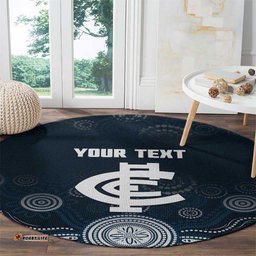 Custom Carlton Football Round Carpet Go Blues Aboriginal Art LT14