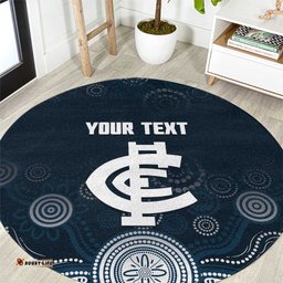 Custom Carlton Football Round Carpet Go Blues Aboriginal Art LT14