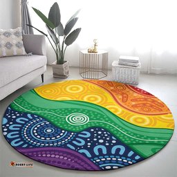 Australia First Nation LGBTQ+ Round Carpet Aboriginal Rainbow Flag LT7