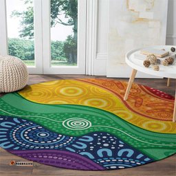 Australia First Nation LGBTQ+ Round Carpet Aboriginal Rainbow Flag LT7