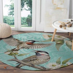 Australia Red Wattlebird Round Carpet Eucalyptus Alba Indigenous Art LT14