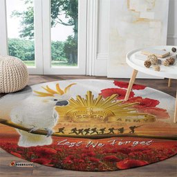 Australia Cockatoo ANZAC Day Round Carpet Lest We Forget LT05