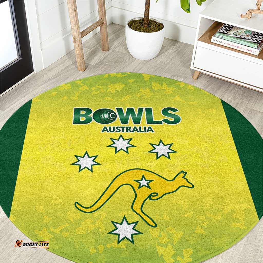 Australian Kangaroo Lawn Bowls Round Carpet Aussie Minimalist Style LT9