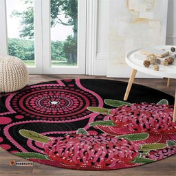 Australia Waratah Round Carpet Telopea Aussie Native Flowers Indigenous Art LT14
