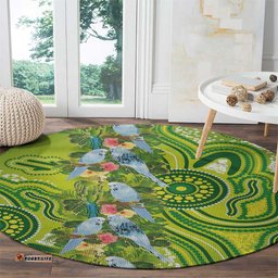 Budgerigar Australia Round Carpet Aussie Common Parakeet Indigenous Art LT14