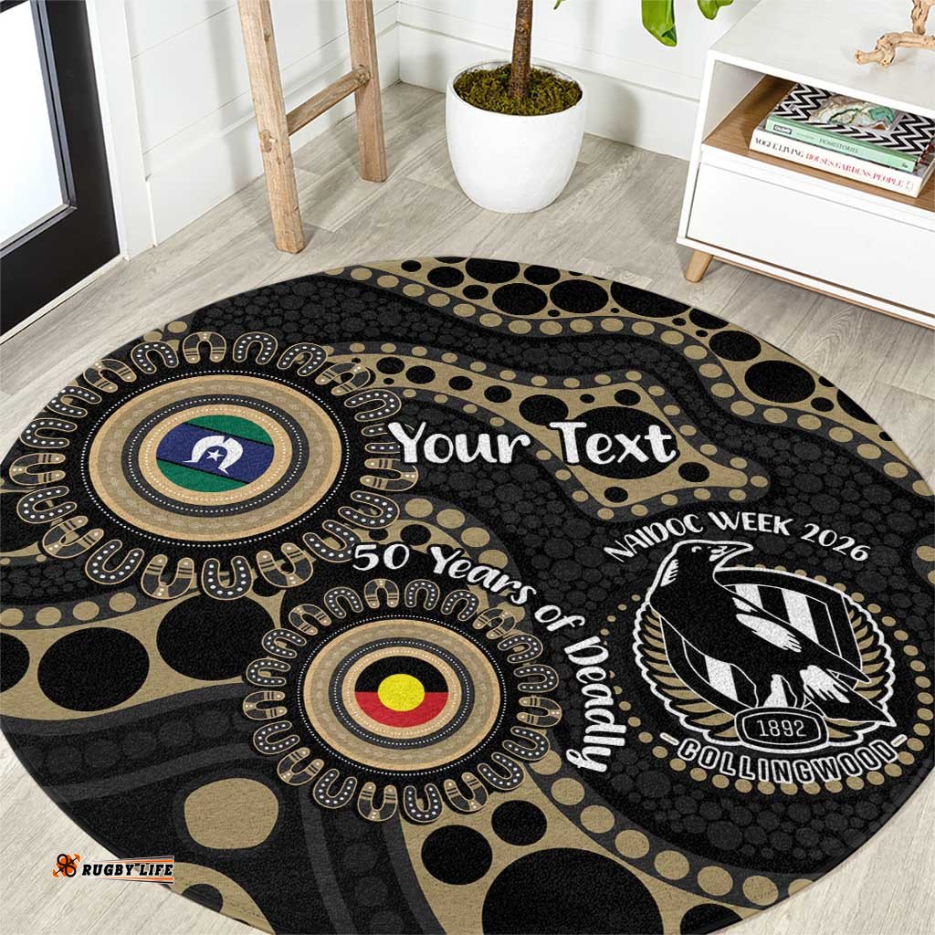 Collingwood NAIDOC Week 2026 Personalised Round Carpet 50 Years of Deadly Aboriginal Art LT14