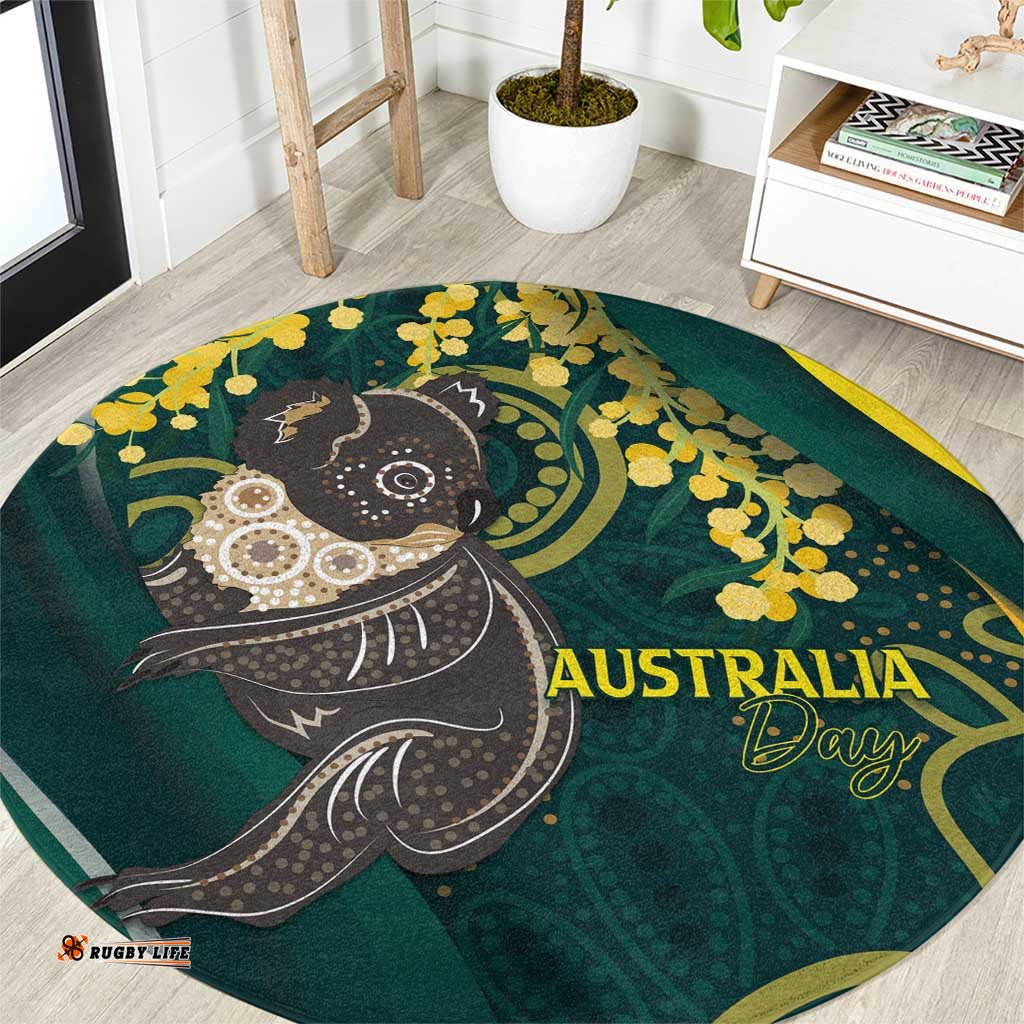 Australia Day Round Carpet Koala Aboriginal Art LT7
