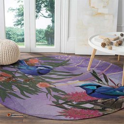 Australia Splendid Fairy Wren on Eucalyptus Round Carpet Epilepsy Awareness LT7