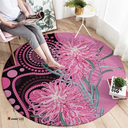Australia Grevillea Round Carpet Aussie Native Spider Flower Indigenous Art LT14