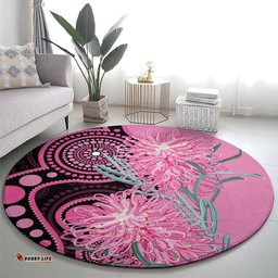 Australia Grevillea Round Carpet Aussie Native Spider Flower Indigenous Art LT14