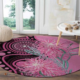 Australia Grevillea Round Carpet Aussie Native Spider Flower Indigenous Art LT14
