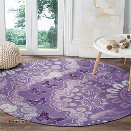 Australia Epilepsy Awareness Round Carpet Purple Butterflies Aboriginal LT05