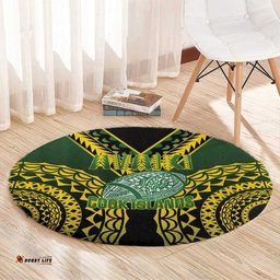 Avaiki Cook Islands Rugby Round Carpet Kuki Airani Tatau Black LT14