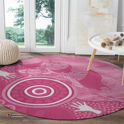 Australia Breast Cancer Awareness Round Carpet Pink Ribbon Manta Ray Aboriginal Art LT14