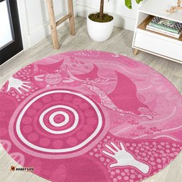 Australia Breast Cancer Awareness Round Carpet Pink Ribbon Manta Ray Aboriginal Art LT14