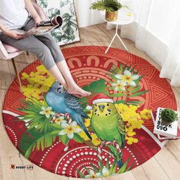 Budgerigar Australia Christmas Round Carpet Budgies Golden Wattle Aboriginal Red LT14