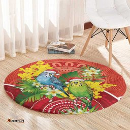 Budgerigar Australia Christmas Round Carpet Budgies Golden Wattle Aboriginal Red LT14