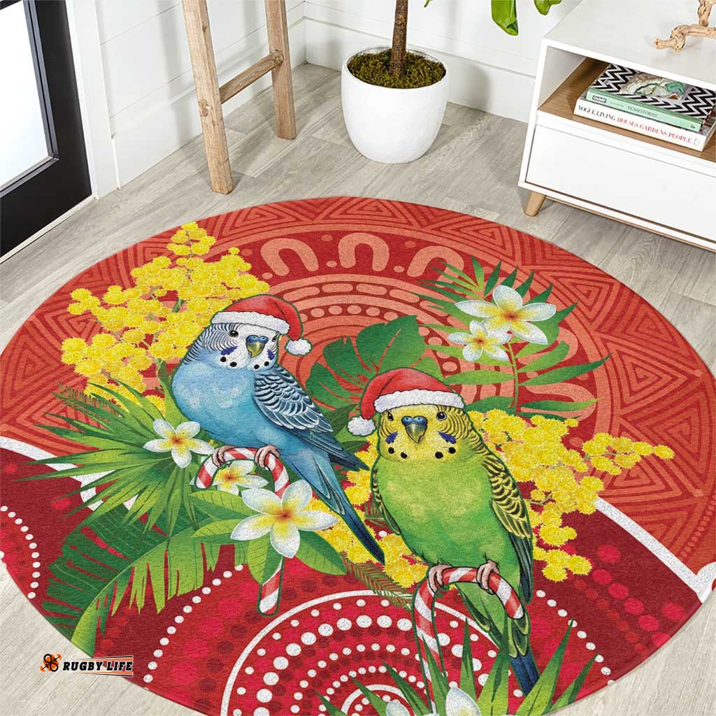 Budgerigar Australia Christmas Round Carpet Budgies Golden Wattle Aboriginal Red LT14