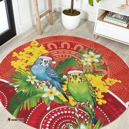 Budgerigar Australia Christmas Round Carpet Budgies Golden Wattle Aboriginal Red LT14