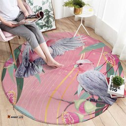 Australia Breast Cancer Awareness Round Carpet Pink Galah with Eucalyptus Flowers LT7