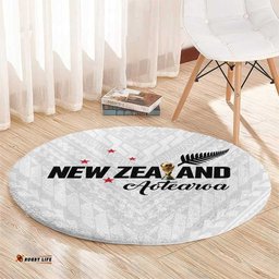 Football New Zealand Round Carpet Aotearoa United White Version LT01