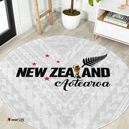 Football New Zealand Round Carpet Aotearoa United White Version LT01