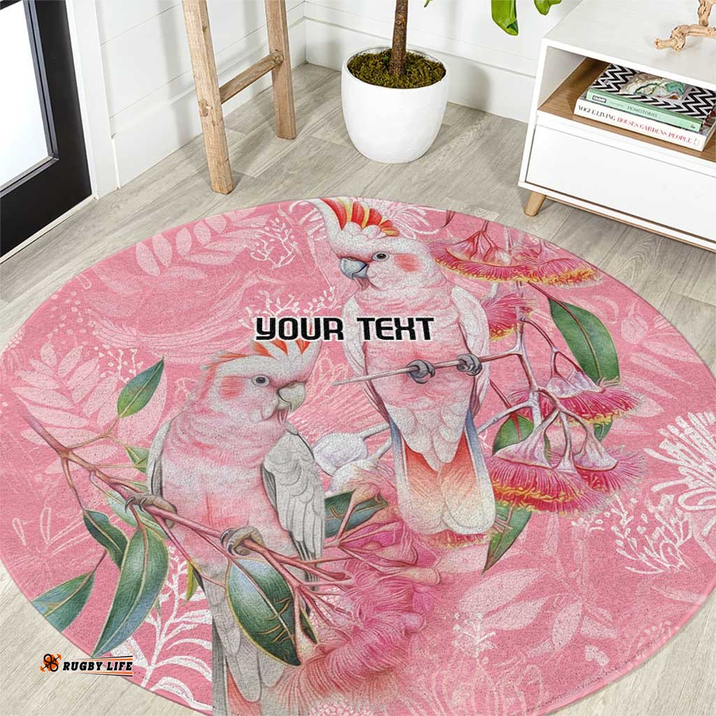Personalised Galah Cockatoo Eucalyptus Flowers Round Carpet Australian Breast Cancer Spirit LT9