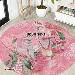Personalised Galah Cockatoo Eucalyptus Flowers Round Carpet Australian Breast Cancer Spirit LT9