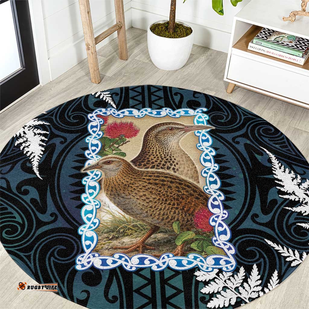 New Zealand Weka Round Carpet Maori Hen Koru Pattern LT05