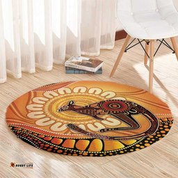 Indigenous Kangaroo Australia Round Carpet Australian Aboriginal Art Proud LT14
