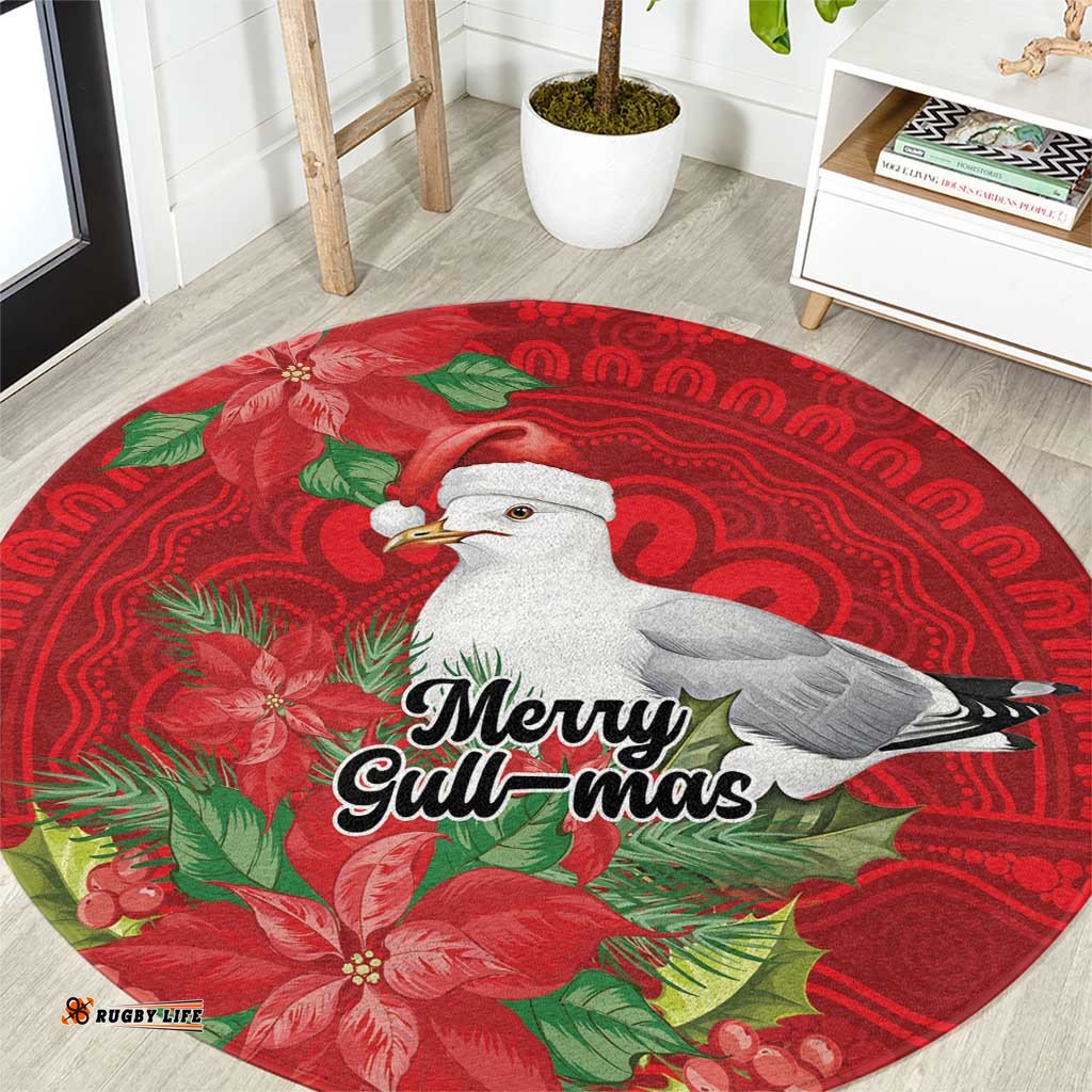 Australian Silver Gull Round Carpet Aboriginal Inspired Christmas LT9