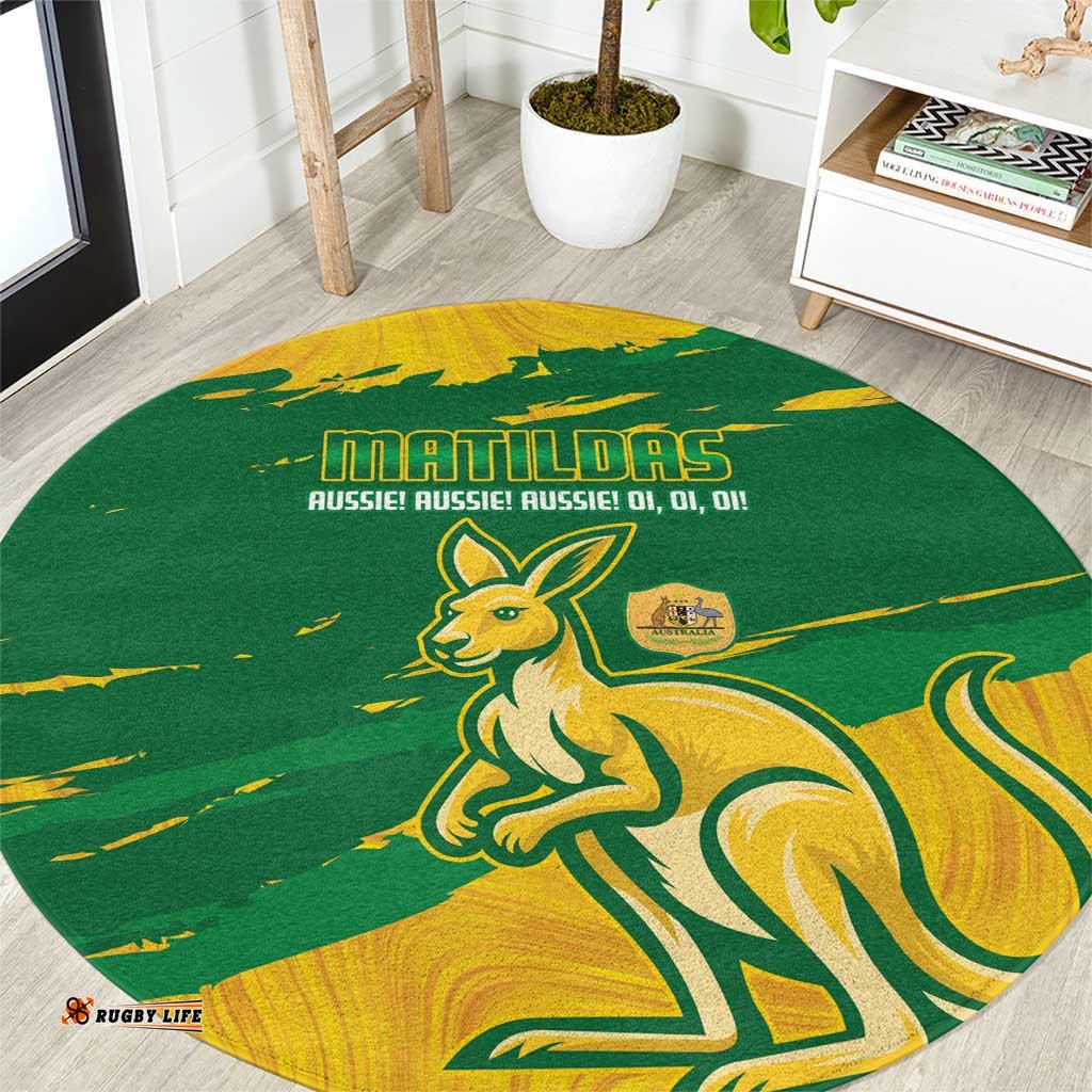 Australia Soccer Round Carpet 2025 Go Matildas Marble Grunge Style LT14