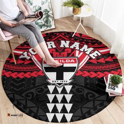 Personalized St Kilda Saints Round Carpet Polynesian Tribal Pattern Heritage Football TS04