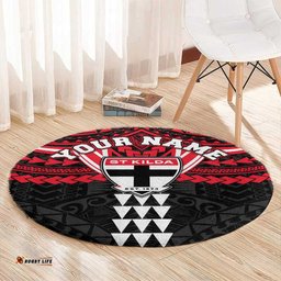 Personalized St Kilda Saints Round Carpet Polynesian Tribal Pattern Heritage Football TS04