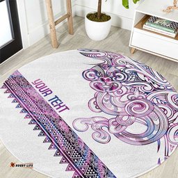 Mawhero Paua shell Kowhaiwhai Taniko Personalised Round Carpet Taniwha Maori Tribal Style LT9